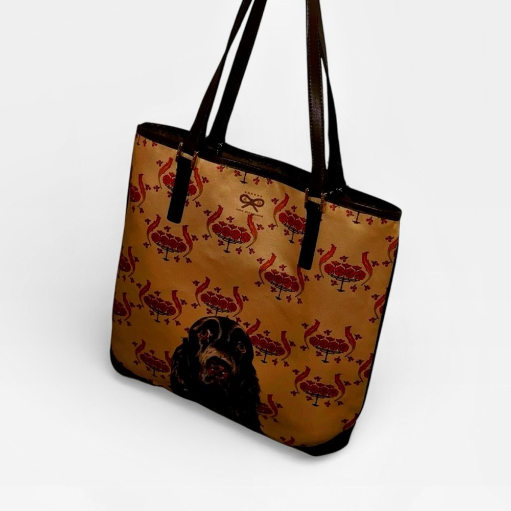 Reversible Anya Hindmarch chocolate brown Labrador puppy dog tote bag purse - Picture 2 of 13